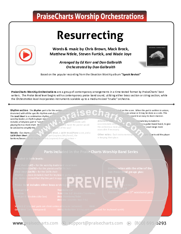 Resurrecting (Studio) Cover Sheet (Elevation Worship)