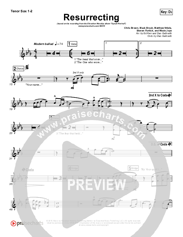 Resurrecting (Studio) Tenor Sax 1/2 (Elevation Worship)