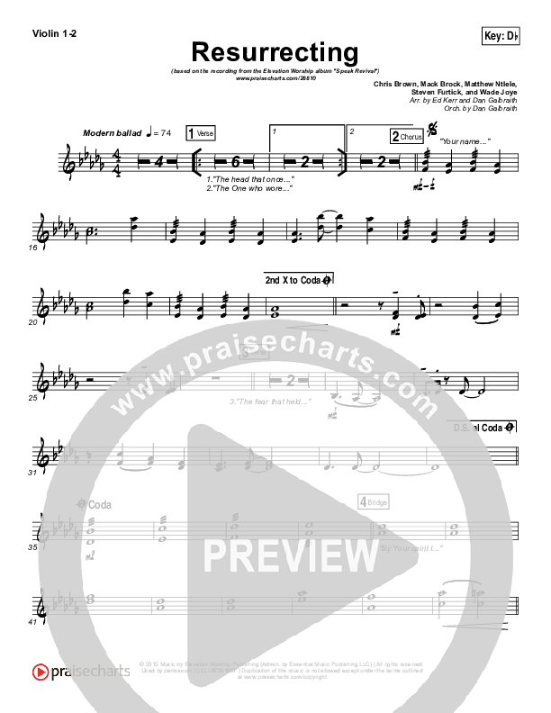 Resurrecting (Studio) Violin 1/2 (Elevation Worship)