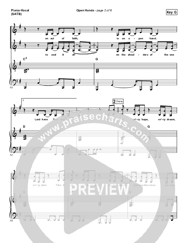 Open Hands Piano/Vocal (SATB) (Laura Story / Mac Powell)