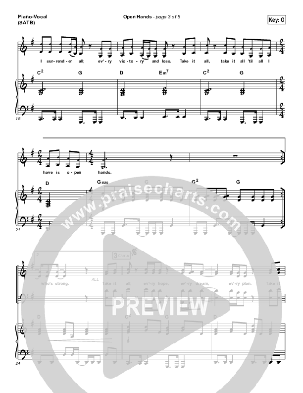 Open Hands Piano/Vocal (SATB) (Laura Story / Mac Powell)