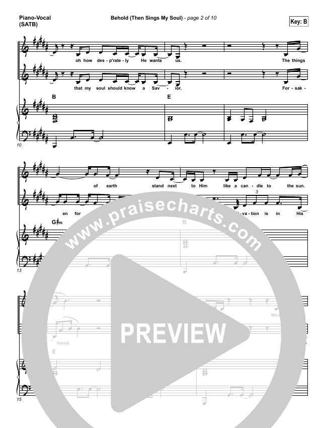 Behold Then Sings My Soul Sheet Music Hillsong Worship Praisecharts behold then sings my soul sheet music