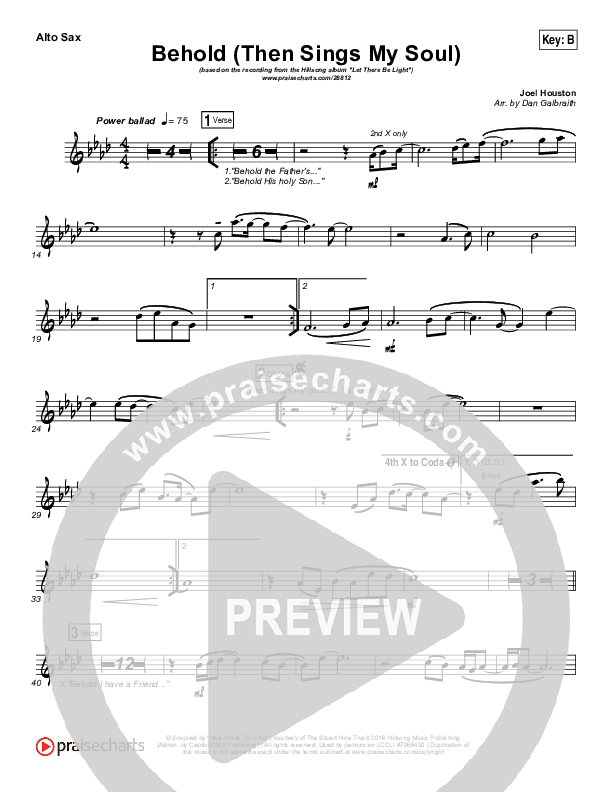 Behold (Then Sings My Soul) Alto Sax (Hillsong Worship)