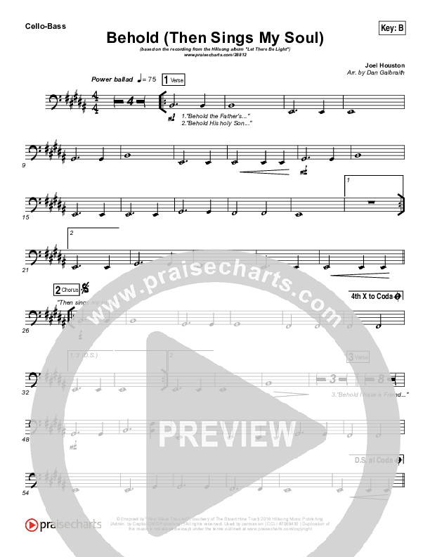 Behold (Then Sings My Soul) Cello/Bass (Hillsong Worship)