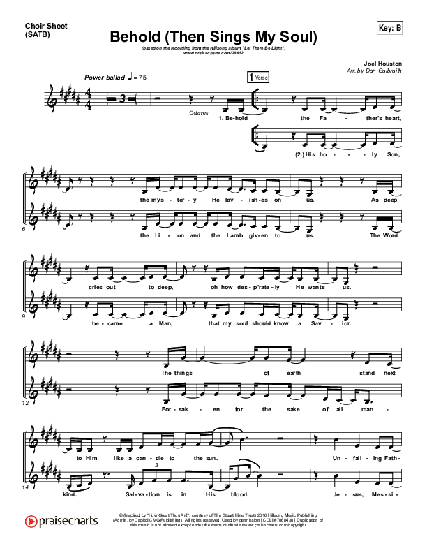 Behold (Then Sings My Soul) Choir Sheet (SATB) (Hillsong Worship)