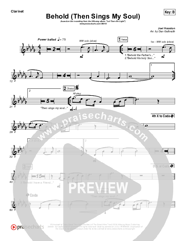 Behold (Then Sings My Soul) Clarinet (Hillsong Worship)