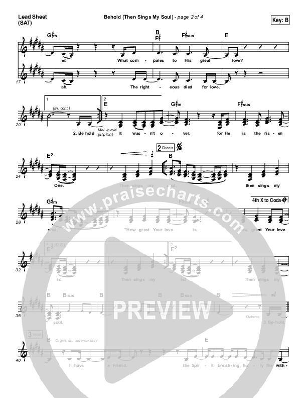 Behold (Then Sings My Soul) Lead Sheet (SAT) (Hillsong Worship)
