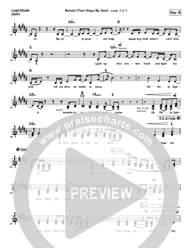 Behold (Then Sings My Soul) Lead Sheet (SAT) (Hillsong Worship)