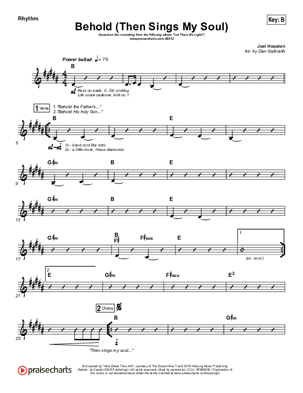 Behold (Then Sings My Soul) Rhythm Chart (Hillsong Worship)