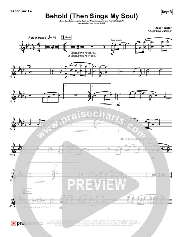 Behold (Then Sings My Soul) Tenor Sax 1/2 (Hillsong Worship)