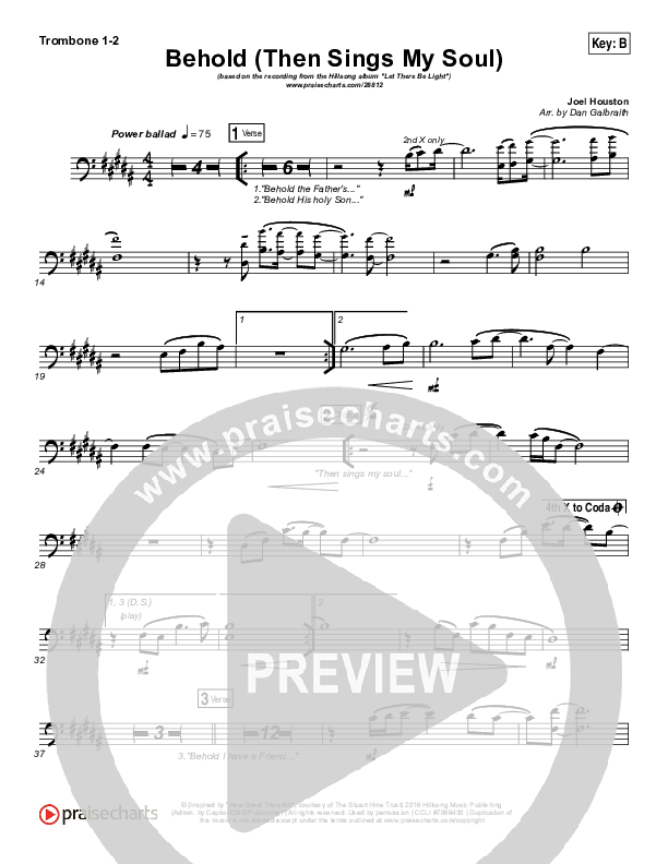 Behold (Then Sings My Soul) Trombone 1/2 (Hillsong Worship)