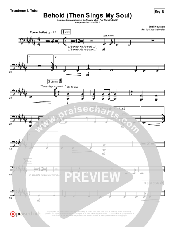 Behold (Then Sings My Soul) Trombone 3/Tuba (Hillsong Worship)