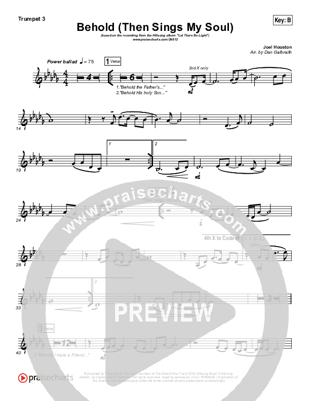 Behold (Then Sings My Soul) Trumpet 3 (Hillsong Worship)