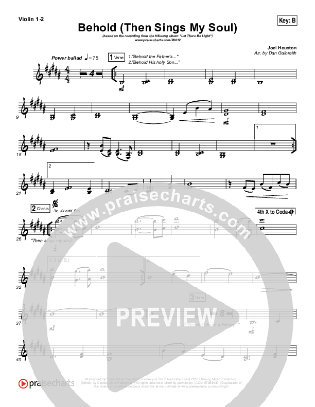 Behold (Then Sings My Soul) Violin 1/2 (Hillsong Worship)