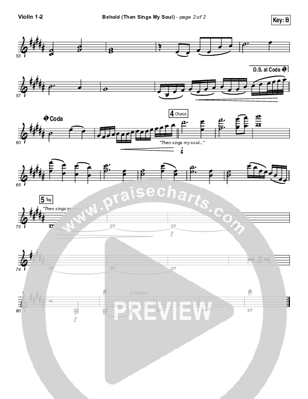 Behold (Then Sings My Soul) Violin 1/2 (Hillsong Worship)