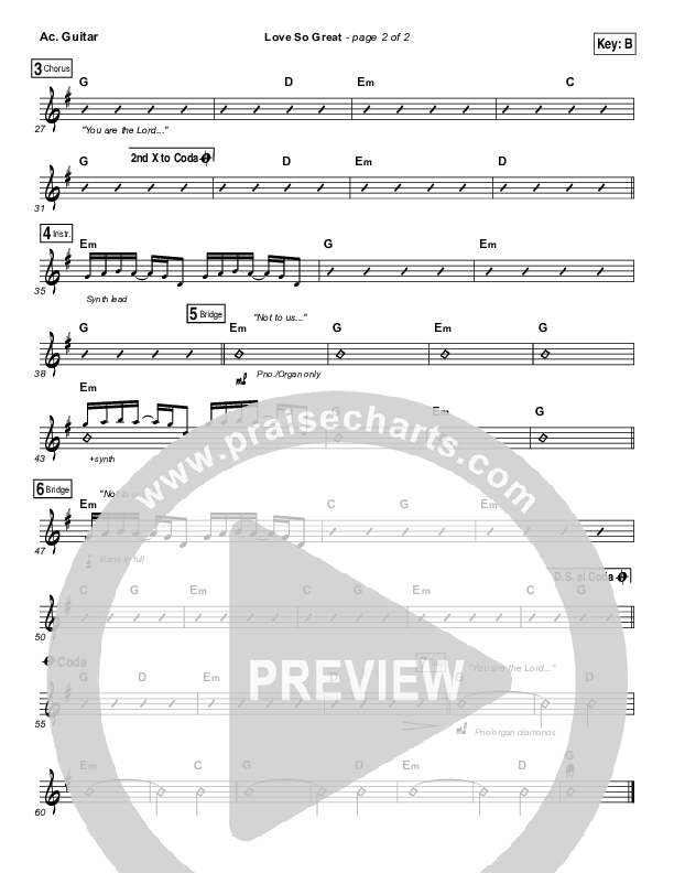 Love So Great Acoustic Guitar (Hillsong Worship)