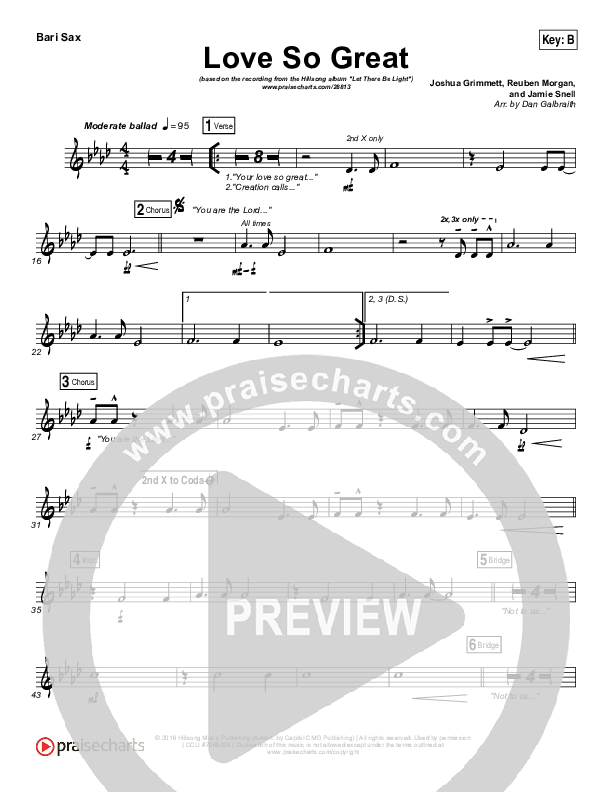 Love So Great Bari Sax (Hillsong Worship)