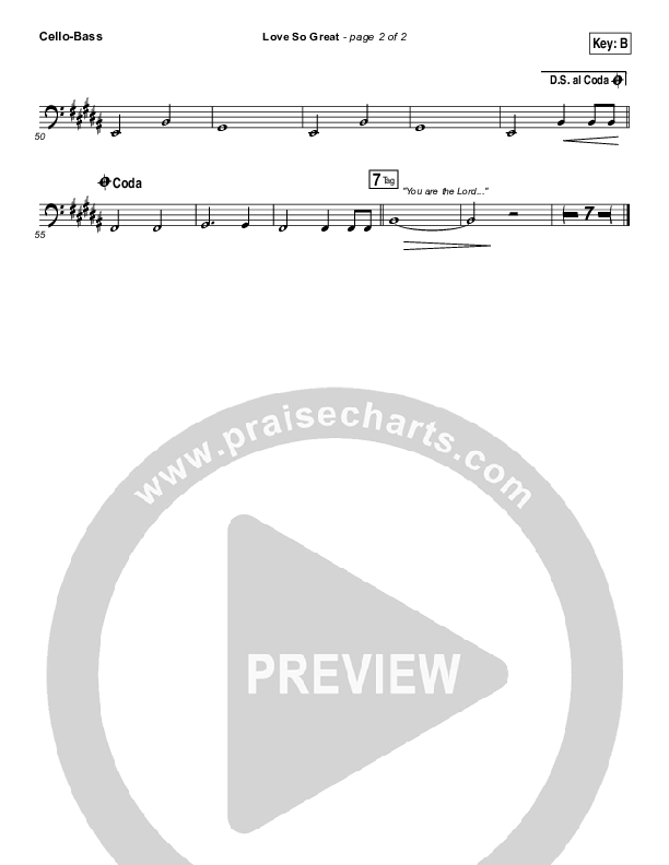 Love So Great Cello/Bass (Hillsong Worship)