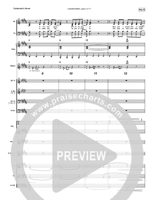 Love So Great Conductor's Score (Hillsong Worship)