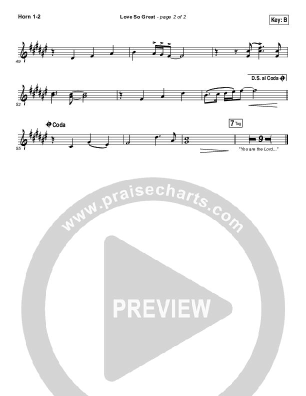 Love So Great French Horn 1/2 (Hillsong Worship)