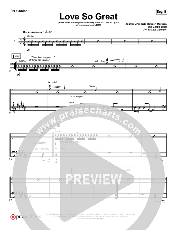 Love So Great Percussion (Hillsong Worship)