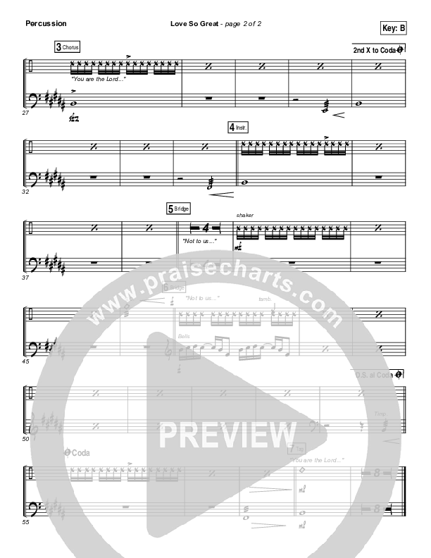 Love So Great Percussion (Hillsong Worship)