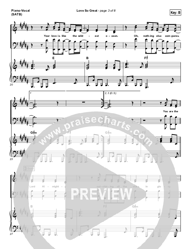 Love So Great Piano/Vocal (SATB) (Hillsong Worship)