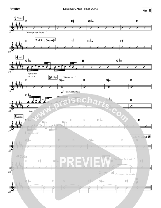 Love So Great Rhythm Chart (Hillsong Worship)