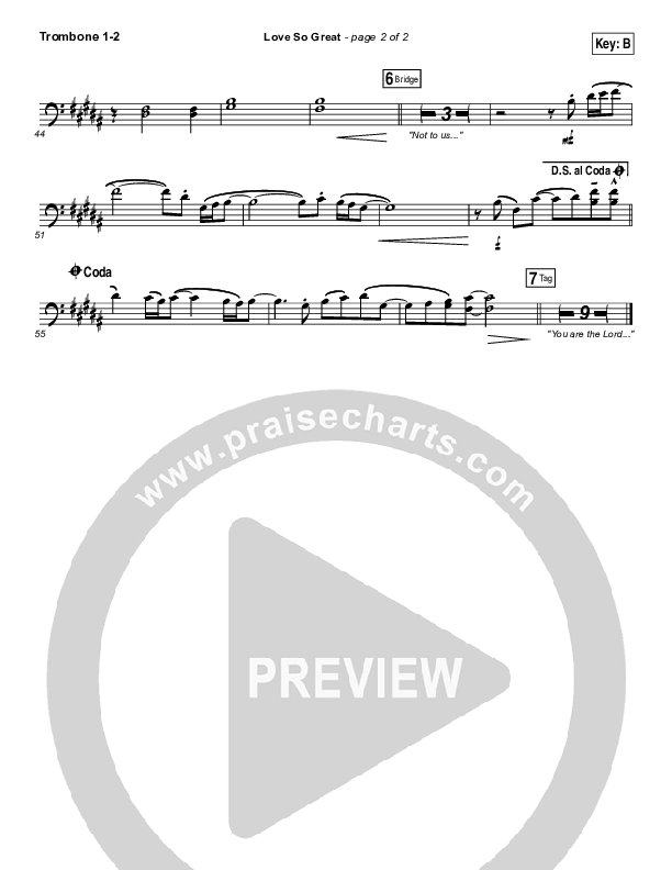 Love So Great Trombone 1/2 (Hillsong Worship)