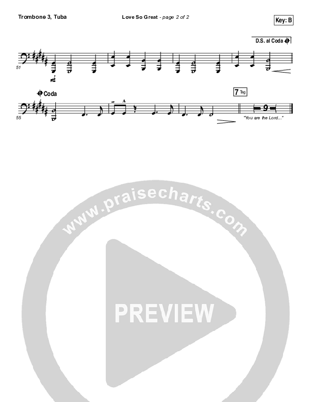 Love So Great Trombone 3/Tuba (Hillsong Worship)