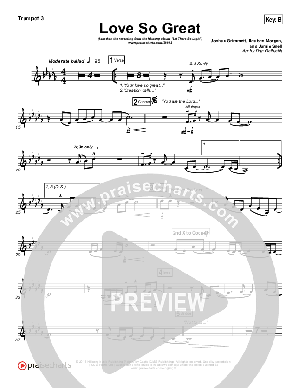 Love So Great Trumpet 3 (Hillsong Worship)