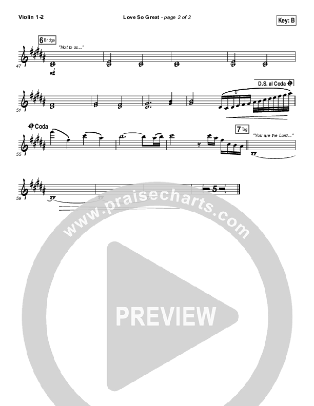 Love So Great Violin 1/2 (Hillsong Worship)