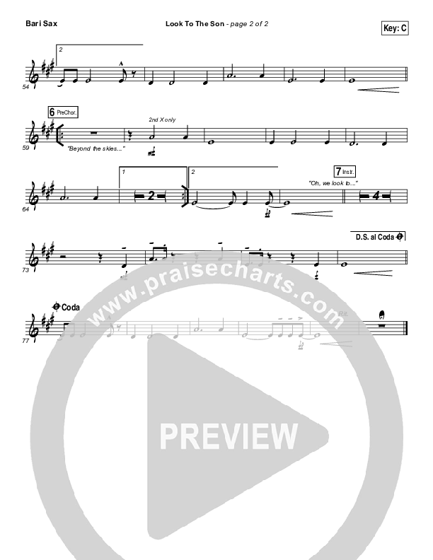 Look To The Son Bari Sax (Hillsong Worship)