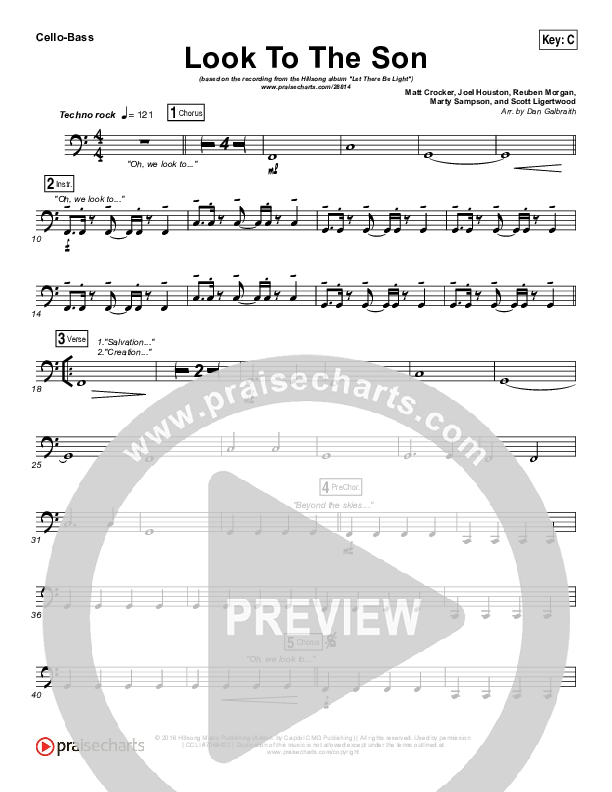 Look To The Son Cello/Bass (Hillsong Worship)