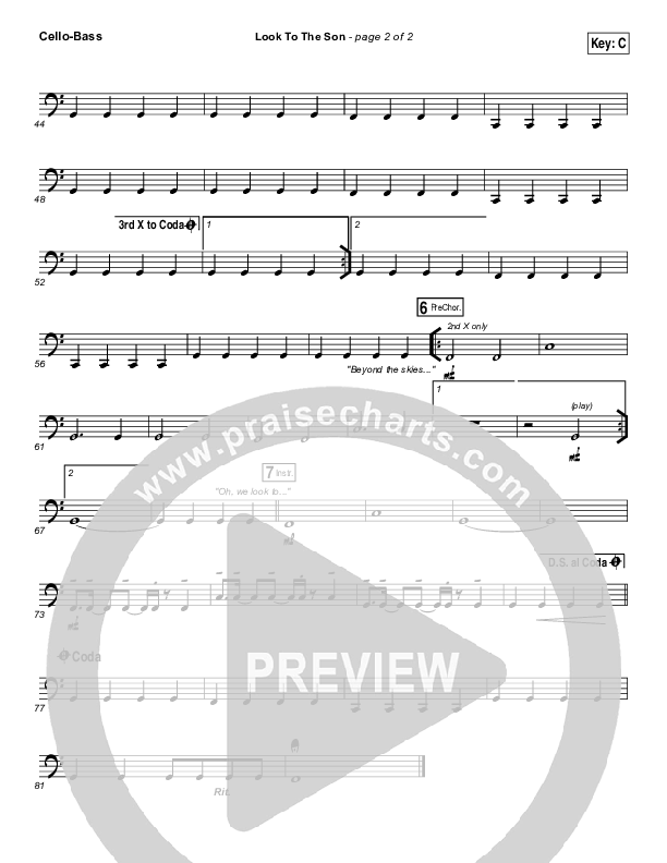 Look To The Son Cello/Bass (Hillsong Worship)