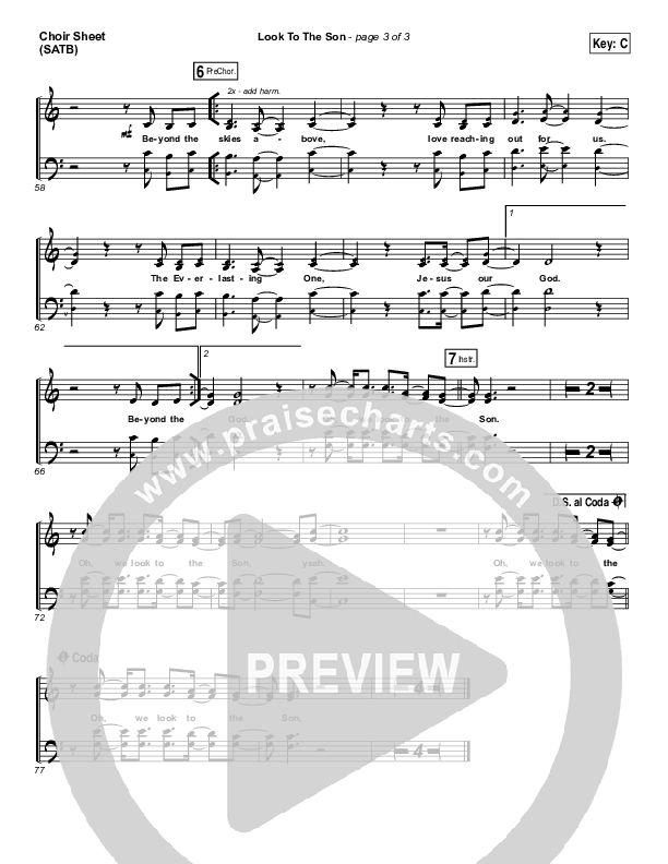 Look To The Son Choir Sheet (SATB) (Hillsong Worship)