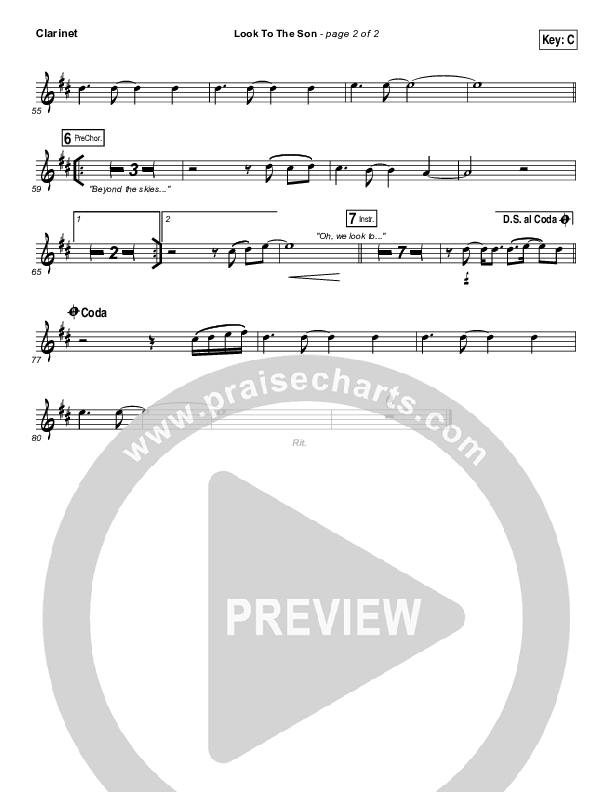 Look To The Son Clarinet (Hillsong Worship)