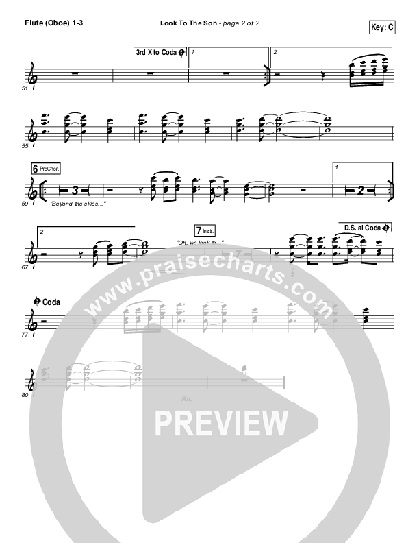 Look To The Son Flute/Oboe 1/2/3 (Hillsong Worship)