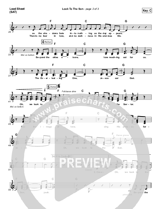 Look To The Son Lead Sheet (SAT) (Hillsong Worship)