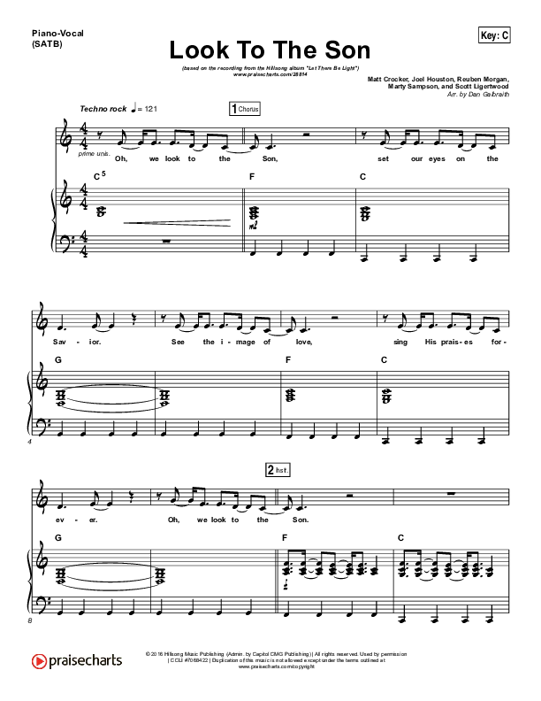 Look To The Son Piano/Vocal (SATB) (Hillsong Worship)