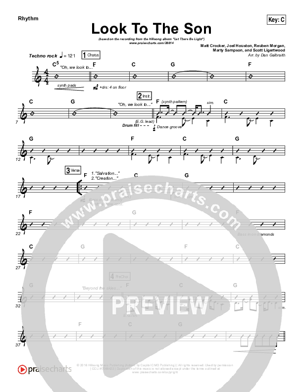Look To The Son Rhythm Chart (Hillsong Worship)
