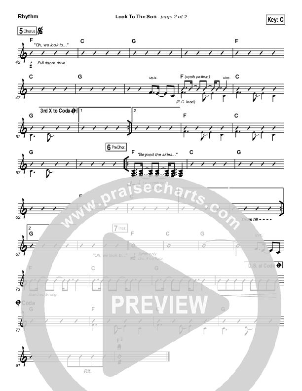 Look To The Son Rhythm Chart (Hillsong Worship)