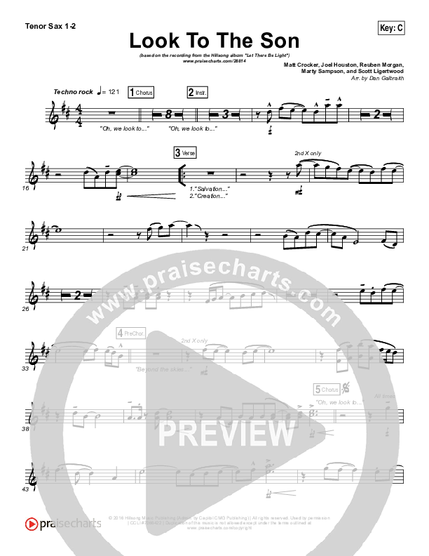 Look To The Son Tenor Sax 1/2 (Hillsong Worship)