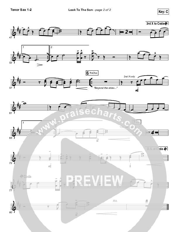 Look To The Son Tenor Sax 1/2 (Hillsong Worship)