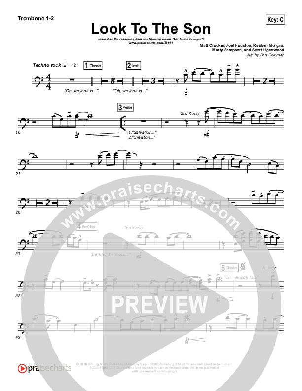 Look To The Son Trombone 1/2 (Hillsong Worship)