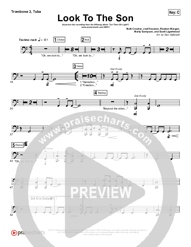Look To The Son Trombone 3/Tuba (Hillsong Worship)