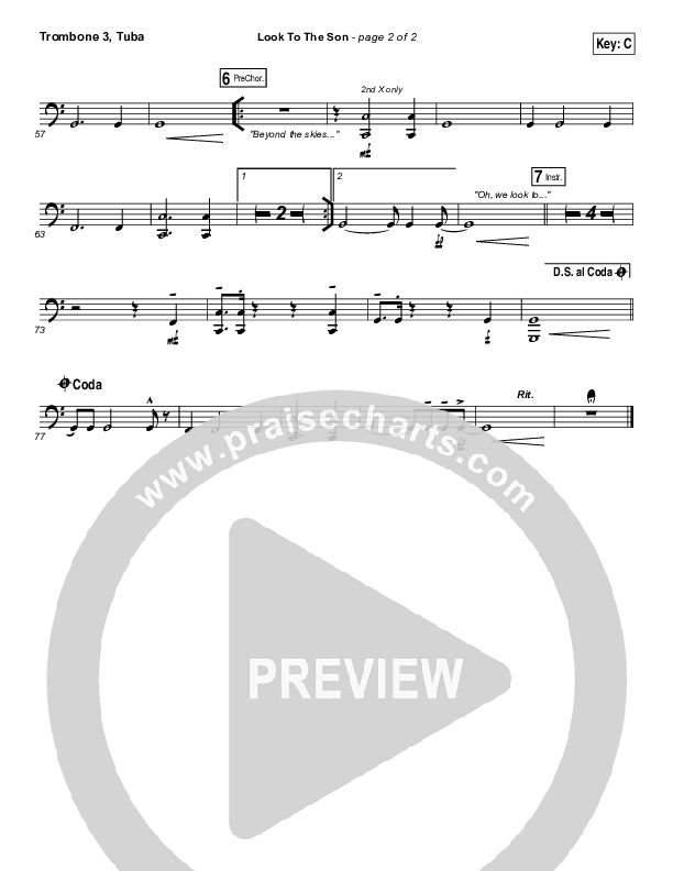 Look To The Son Trombone 3/Tuba (Hillsong Worship)