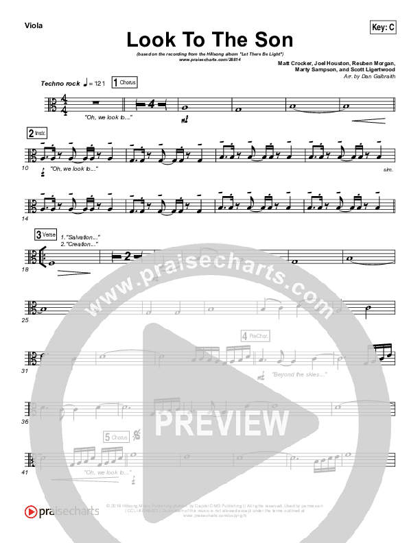 Look To The Son Viola (Hillsong Worship)