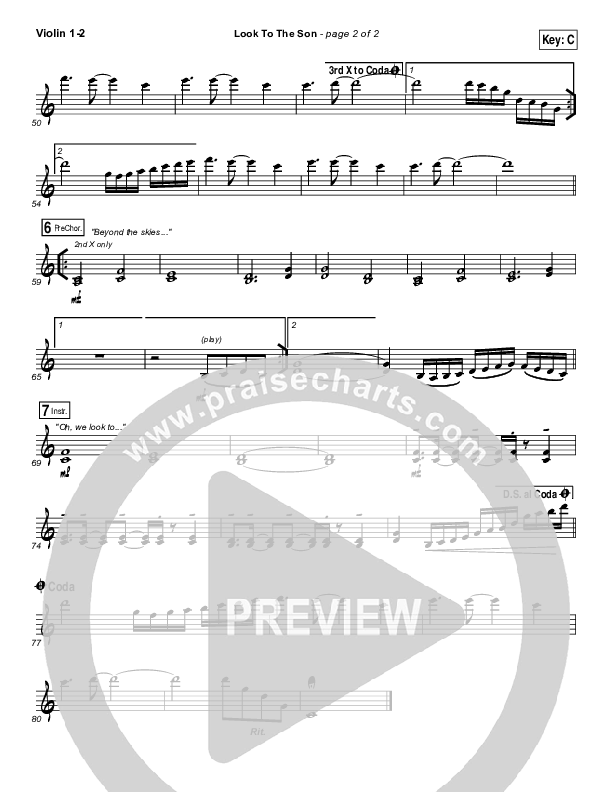 Look To The Son Violin 1/2 (Hillsong Worship)