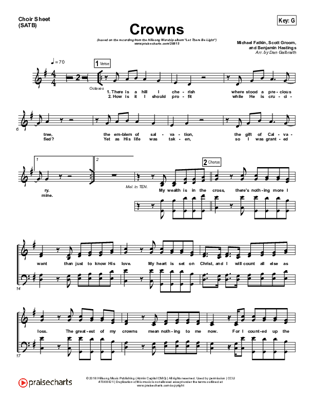 Crowns Choir Sheet (SATB) (Hillsong Worship)